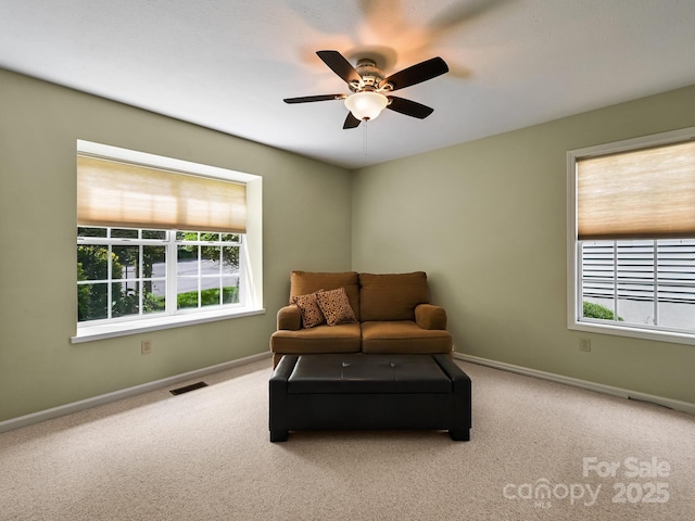 621 E Park Pl, Hendersonville, NC 28791 - living area with carpet floors and ceiling fan