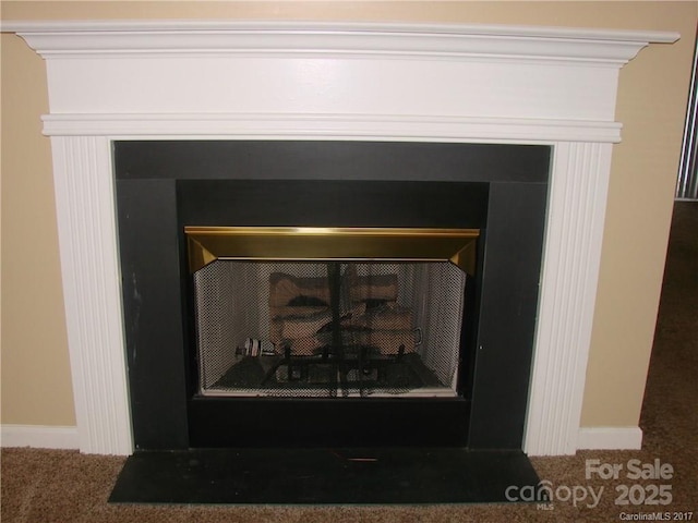 1814 Birch Heights Ct, Charlotte, NC 28213 - detailed view of carpet floors and a fireplace with flush hearth