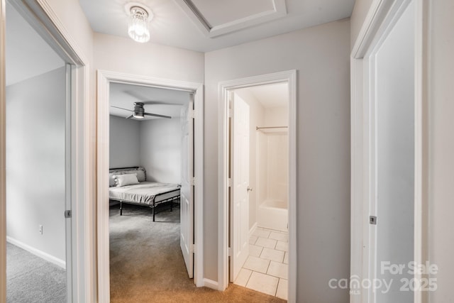 5116 Crane Point Dr, Charlotte, NC 28227 - hallway with light carpet and baseboards