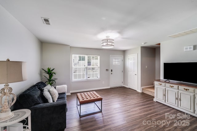 5116 Crane Point Dr, Charlotte, NC 28227 - living room featuring dark wood-style flooring and baseboards