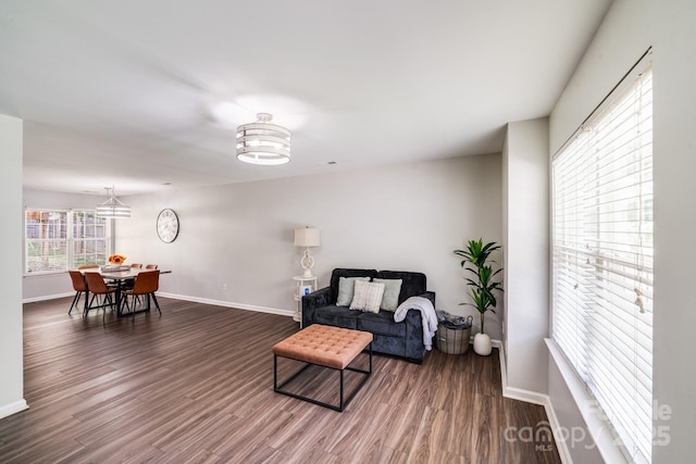 5116 Crane Point Dr, Charlotte, NC 28227 - living room featuring dark wood-style flooring and baseboards