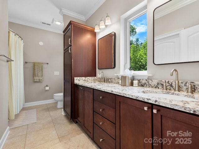 102 Gap Creek Rd, Fletcher, NC 28732 - bathroom with double vanity, crown molding, and tile patterned flooring
