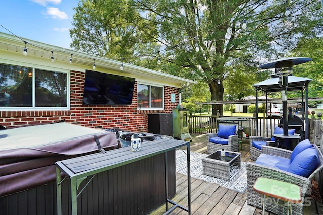 1104 Pump Station Rd, Kannapolis, NC 28081 - wooden deck featuring an outdoor hangout area
