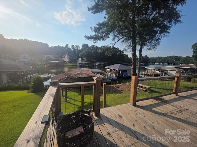 690 Lake Head Rd Unit 132, Norwood, NC 28128 - deck featuring a lawn and a water view
