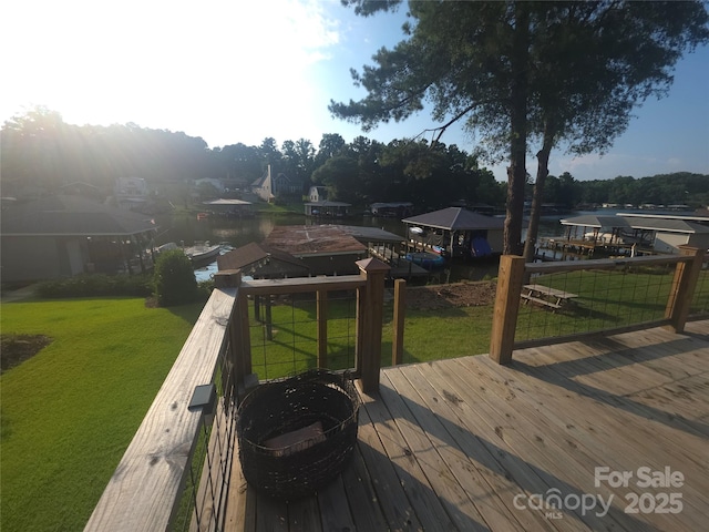 690 Lake Head Rd Unit 132, Norwood, NC 28128 - wooden terrace with a water view and a lawn