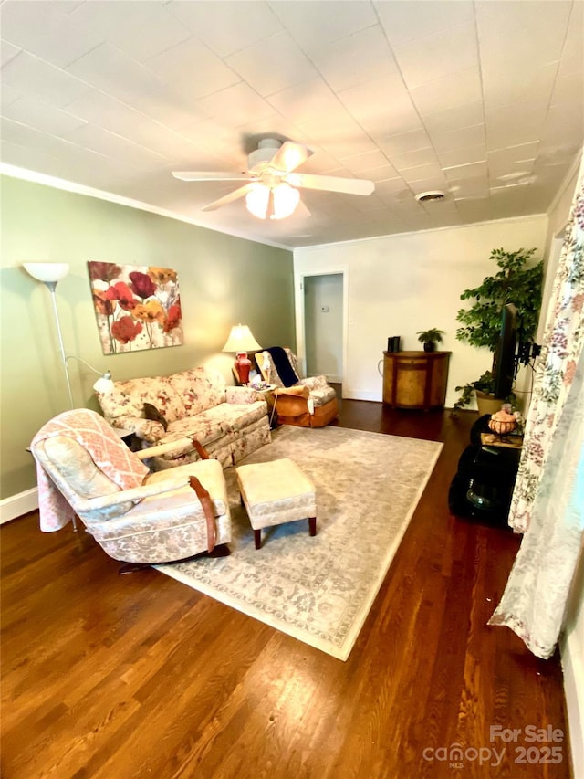 3702 Crawford St, Gastonia, NC 28052 - living room featuring ceiling fan and wood finished floors