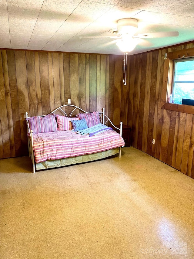 3702 Crawford St, Gastonia, NC 28052 - carpeted bedroom with wooden walls