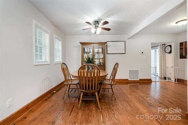4919 Rehobeth Rd, Waxhaw, NC 28173 - dining area featuring ceiling fan and wood-type flooring