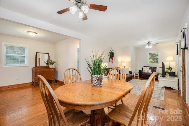 4919 Rehobeth Rd, Waxhaw, NC 28173 - dining space featuring ceiling fan and light wood-style flooring