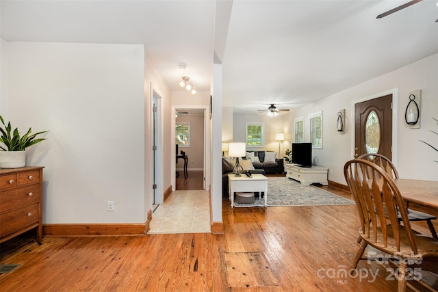 4919 Rehobeth Rd, Waxhaw, NC 28173 - living area with a ceiling fan and light wood-style floors