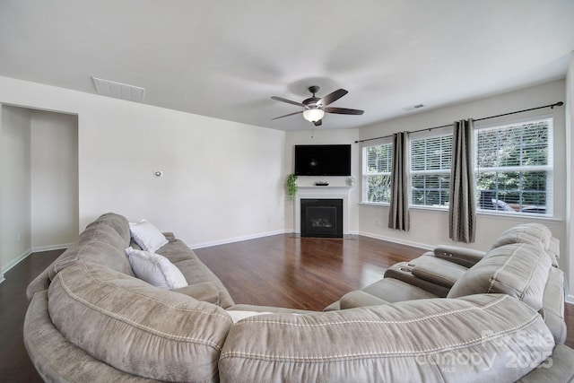 248 Catoctin Rd, Rock Hill, SC 29732 - living area with a ceiling fan, wood finished floors, and a fireplace