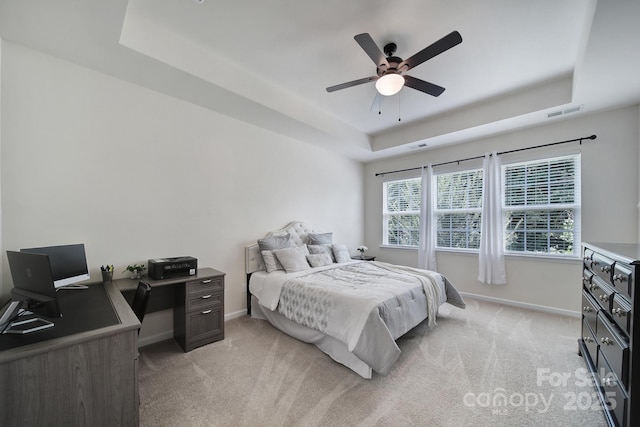 248 Catoctin Rd, Rock Hill, SC 29732 - bedroom with a raised ceiling, light carpet, and a ceiling fan