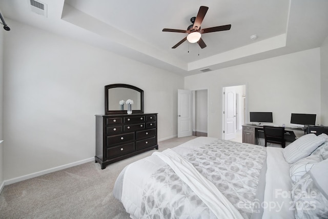 248 Catoctin Rd, Rock Hill, SC 29732 - bedroom featuring a tray ceiling, light carpet, and ceiling fan