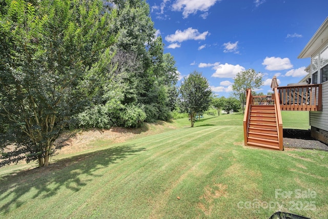 248 Catoctin Rd, Rock Hill, SC 29732 - view of green lawn with stairway and a deck
