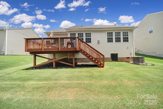 248 Catoctin Rd, Rock Hill, SC 29732 - rear view of house featuring a deck, a lawn, crawl space, and stairway