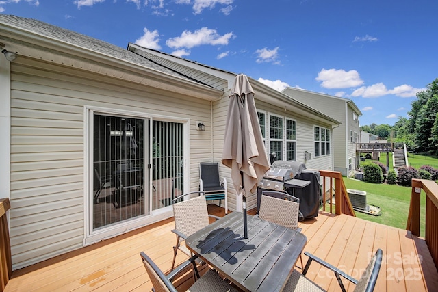 248 Catoctin Rd, Rock Hill, SC 29732 - wooden deck with outdoor dining area, a yard, and grilling area