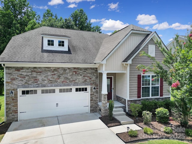248 Catoctin Rd, Rock Hill, SC 29732 - craftsman inspired home featuring stone siding, concrete driveway, roof with shingles, and a garage