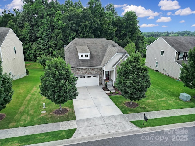 248 Catoctin Rd, Rock Hill, SC 29732 - view of front of property with driveway, stone siding, a front yard, and a garage
