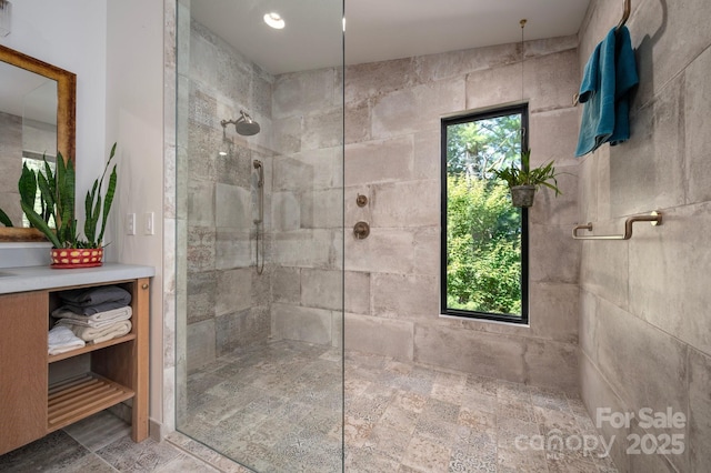 136 Graveyard Rd, Fairview, NC 28730 - bathroom with walk in shower and vanity
