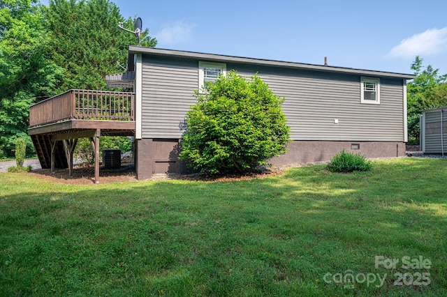 2420 Timberland Hills Dr, Newton, NC 28658 - view of home's exterior with a lawn, a deck, and crawl space