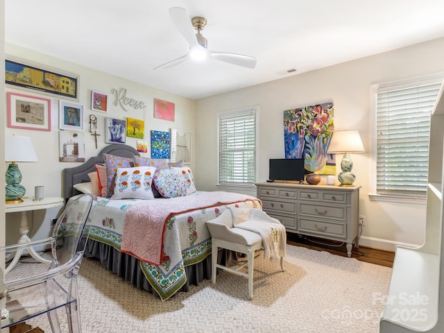3001 Colony Rd, Charlotte, NC 28211 - bedroom with ceiling fan and wood finished floors