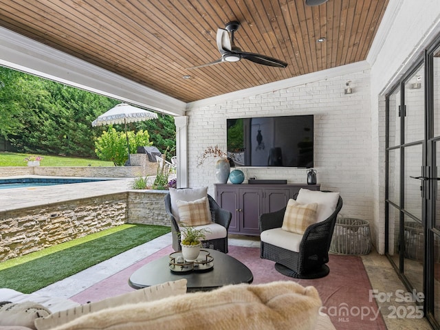 3001 Colony Rd, Charlotte, NC 28211 - view of patio / terrace featuring a ceiling fan and an outdoor pool
