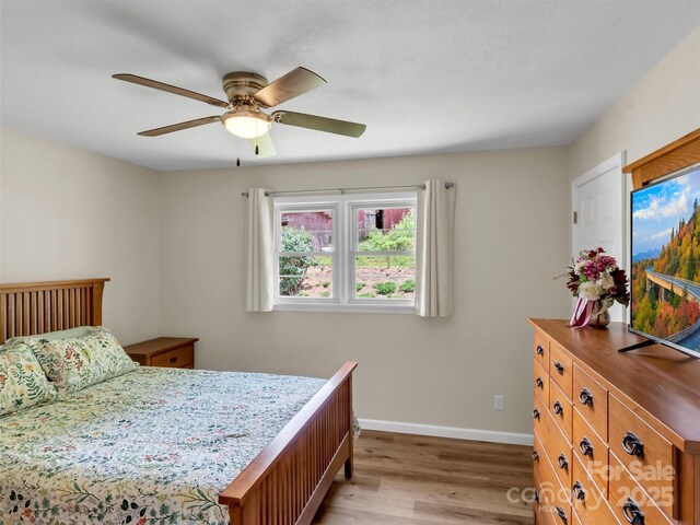 463 Golf Course Rd, Clyde, NC 28721 - bedroom with light wood-style floors and a ceiling fan