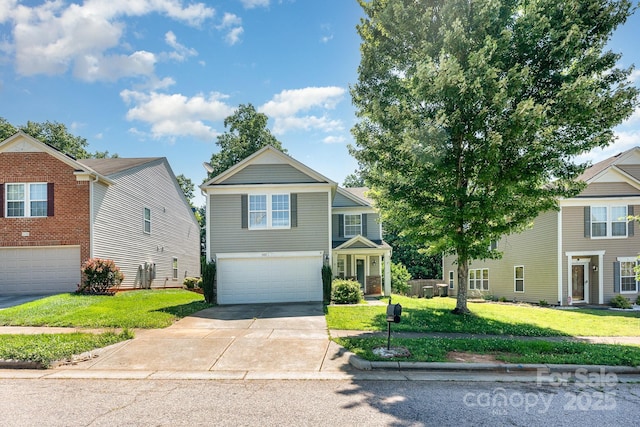 1432 Matthew Allen Cir, Kannapolis, NC 28081 - traditional-style house featuring a garage, a front lawn, and driveway