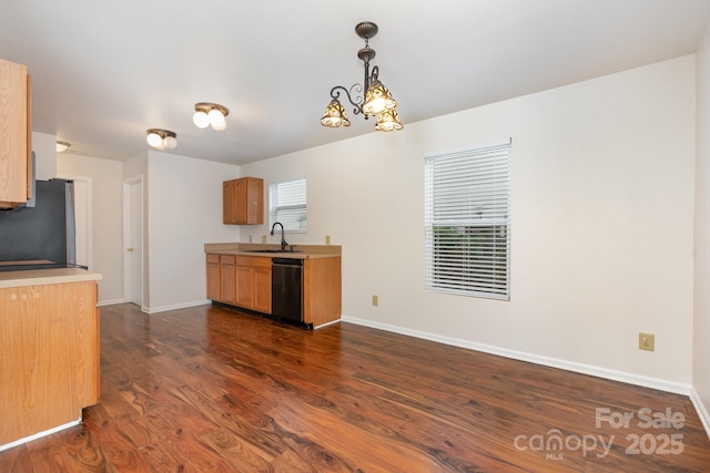 1432 Matthew Allen Cir, Kannapolis, NC 28081 - kitchen featuring appliances with stainless steel finishes, dark wood-style flooring, light countertops, and pendant lighting