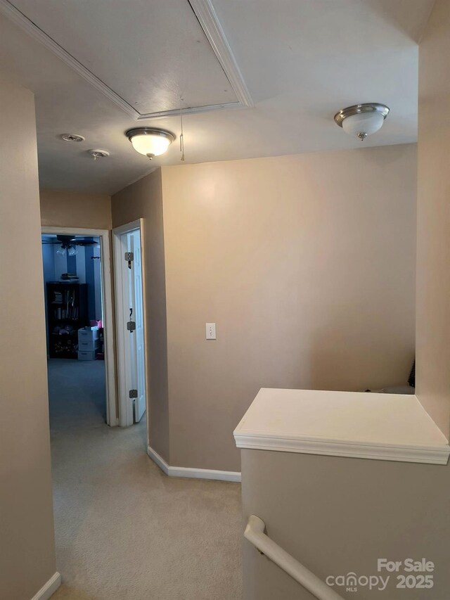 10825 Traders Ct, Davidson, NC 28036 - hallway featuring attic access and light colored carpet