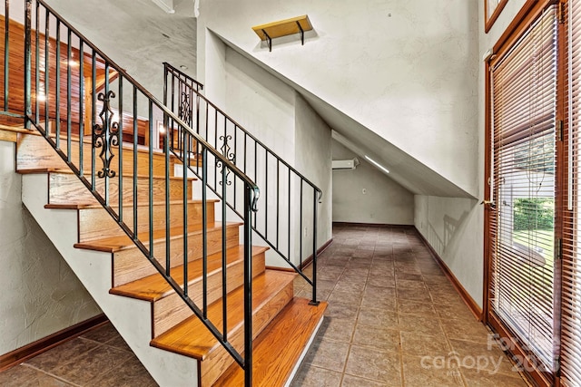 3724 County Home Rd, Conover, NC 28613 - staircase featuring baseboards and a textured wall