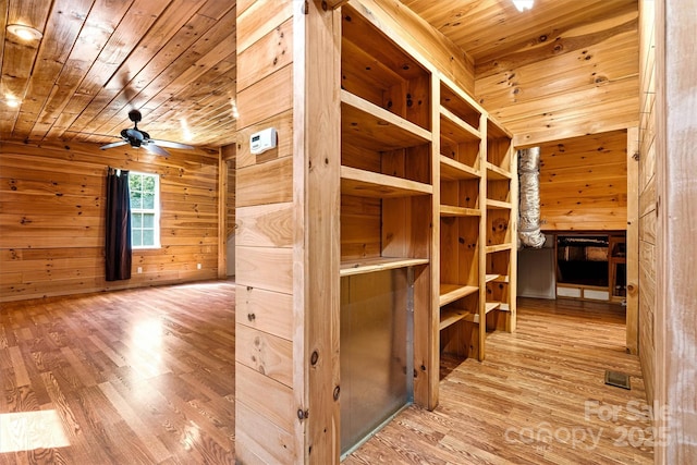 3724 County Home Rd, Conover, NC 28613 - walk in closet with wood finished floors, ceiling fan, and a fireplace