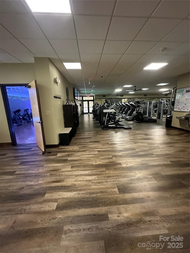 4210 Holly Cir NE, Conover, NC 28613 - gym with wood finished floors and a drop ceiling