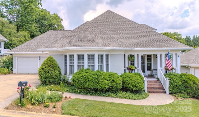 8 Creekside Way, Asheville, NC 28804 - view of front of property featuring an attached garage, stucco siding, driveway, and a shingled roof