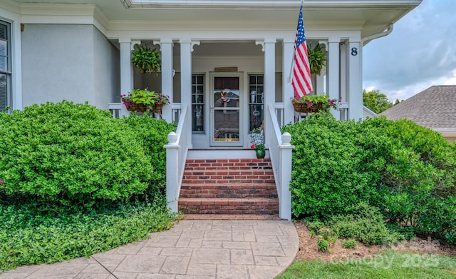 8 Creekside Way, Asheville, NC 28804 - entrance to property with covered porch and stucco siding