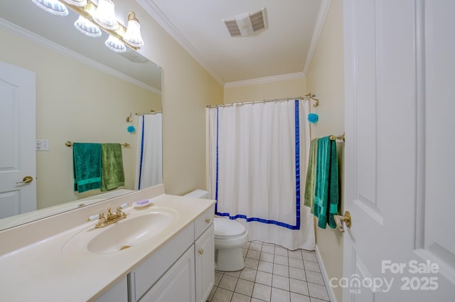 8 Creekside Way, Asheville, NC 28804 - full bath with vanity, crown molding, tile patterned flooring, and shower / bath combination with curtain