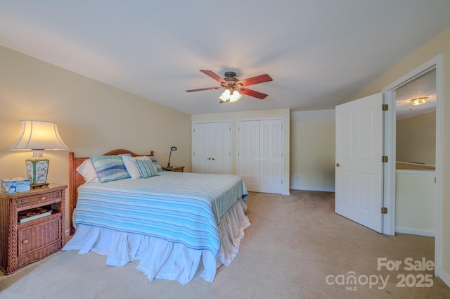 8 Creekside Way, Asheville, NC 28804 - bedroom featuring two closets, carpet floors, and ceiling fan