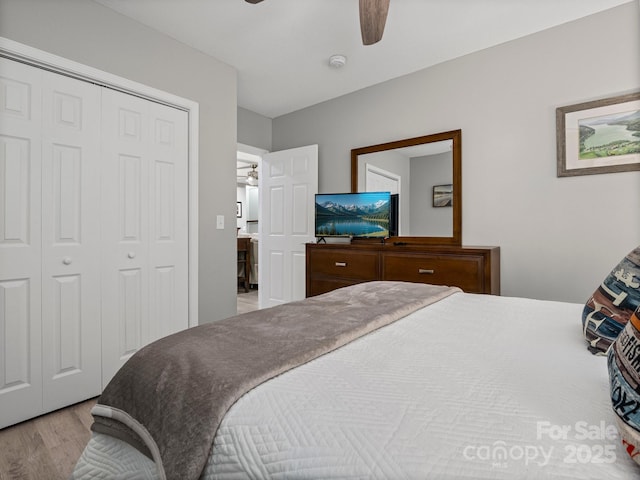714 Bolt Rd, Lake Lure, NC 28746 - bedroom featuring wood finished floors, a closet, and ceiling fan