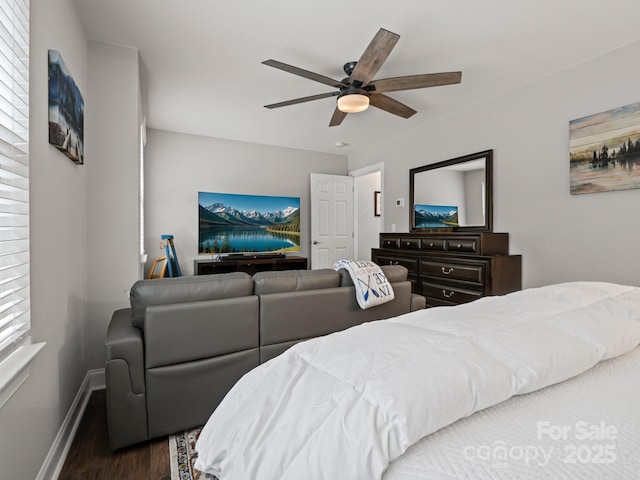 714 Bolt Rd, Lake Lure, NC 28746 - bedroom featuring dark wood-type flooring and a ceiling fan