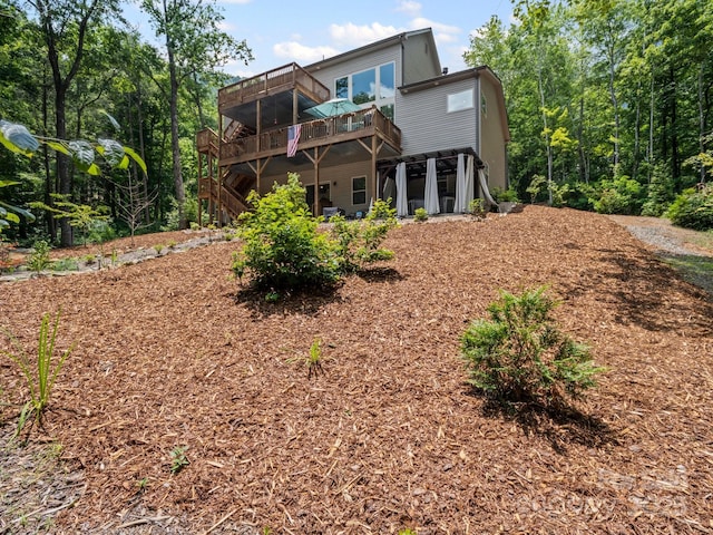 714 Bolt Rd, Lake Lure, NC 28746 - rear view of property featuring a wooden deck and stairs
