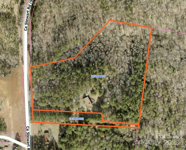 316 C E Stewart Rd, Clover, SC 29710 - aerial overview of property's location with property parcel outlined