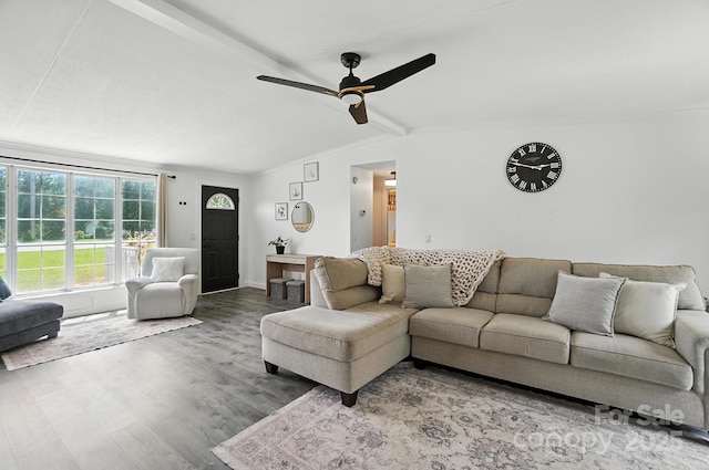 1778 N Ingleside Farm Rd, Iron Station, NC 28080 - living room featuring wood finished floors and ceiling fan