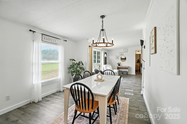 1778 N Ingleside Farm Rd, Iron Station, NC 28080 - dining space featuring a chandelier and wood finished floors