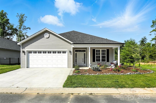 255 Eagles Lndg, Morganton, NC 28655 - single story home featuring a garage, concrete driveway, roof with shingles, and covered porch