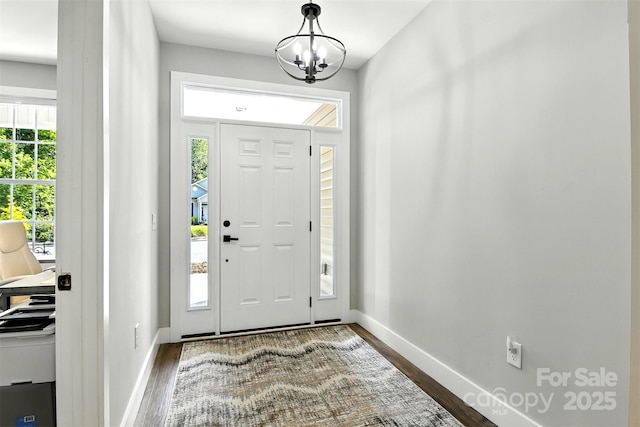 255 Eagles Lndg, Morganton, NC 28655 - entrance foyer featuring dark wood finished floors and a chandelier