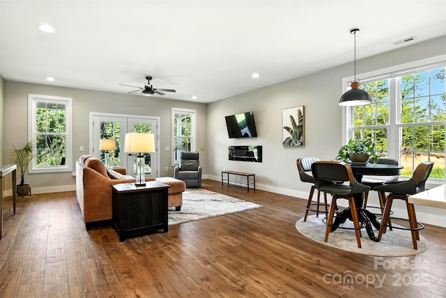 255 Eagles Lndg, Morganton, NC 28655 - living area with ceiling fan, dark wood-type flooring, and recessed lighting