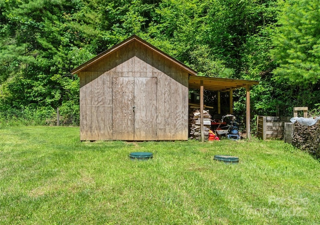 222 Fox Creek Rd, Mars Hill, NC 28754 - view of outdoor structure with a forest view