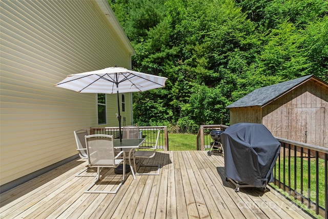 222 Fox Creek Rd, Mars Hill, NC 28754 - wooden terrace featuring outdoor dining space and a grill