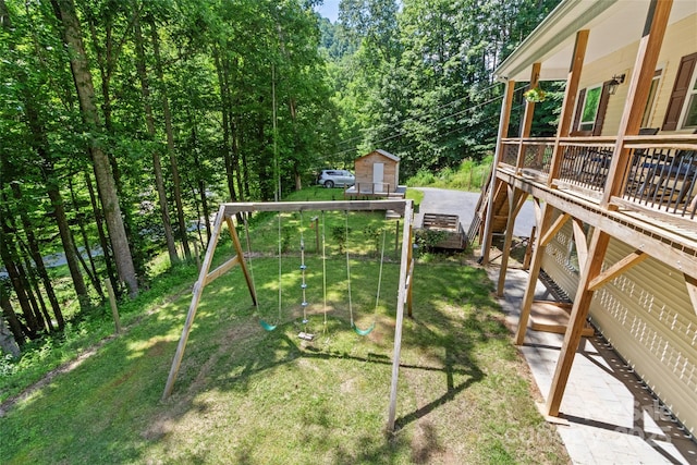 222 Fox Creek Rd, Mars Hill, NC 28754 - view of green lawn with a playground and an outdoor structure