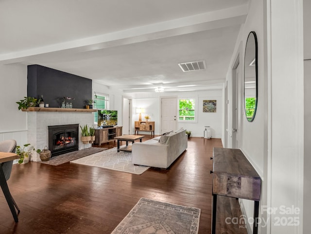 1463 Carolina Dr, Tryon, NC 28782 - living room with a fireplace and wood-type flooring